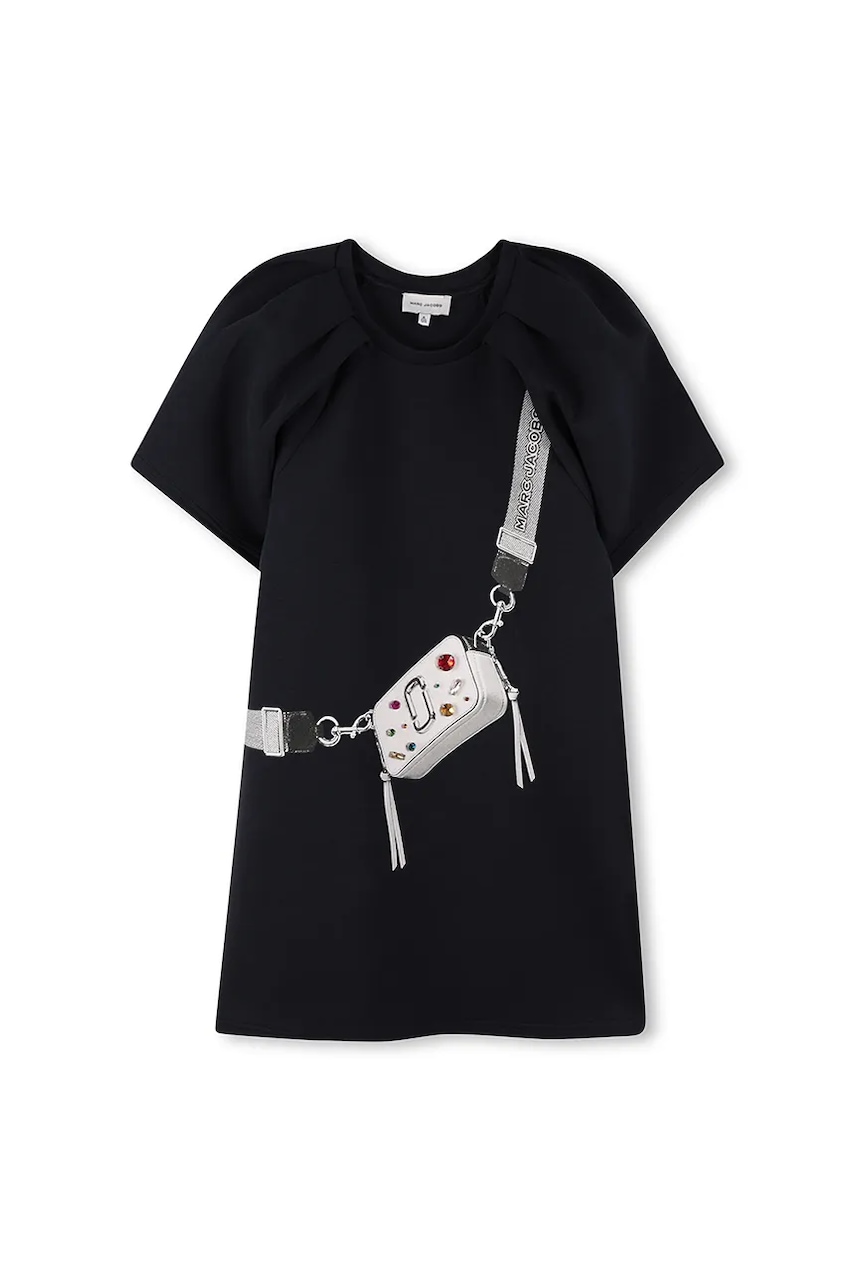 Детское платье с хлопком Marc Jacobs цвет синий mini расклешённое W60617 Детское платье с хлопком Marc Jacobs цвет синий mini расклешённое W60617