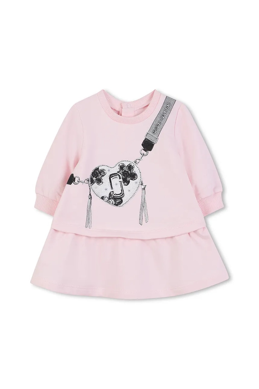 Marc Jacobs rochie din bumbac pentru bebeluși culoarea roz, mini, evazați, W60667