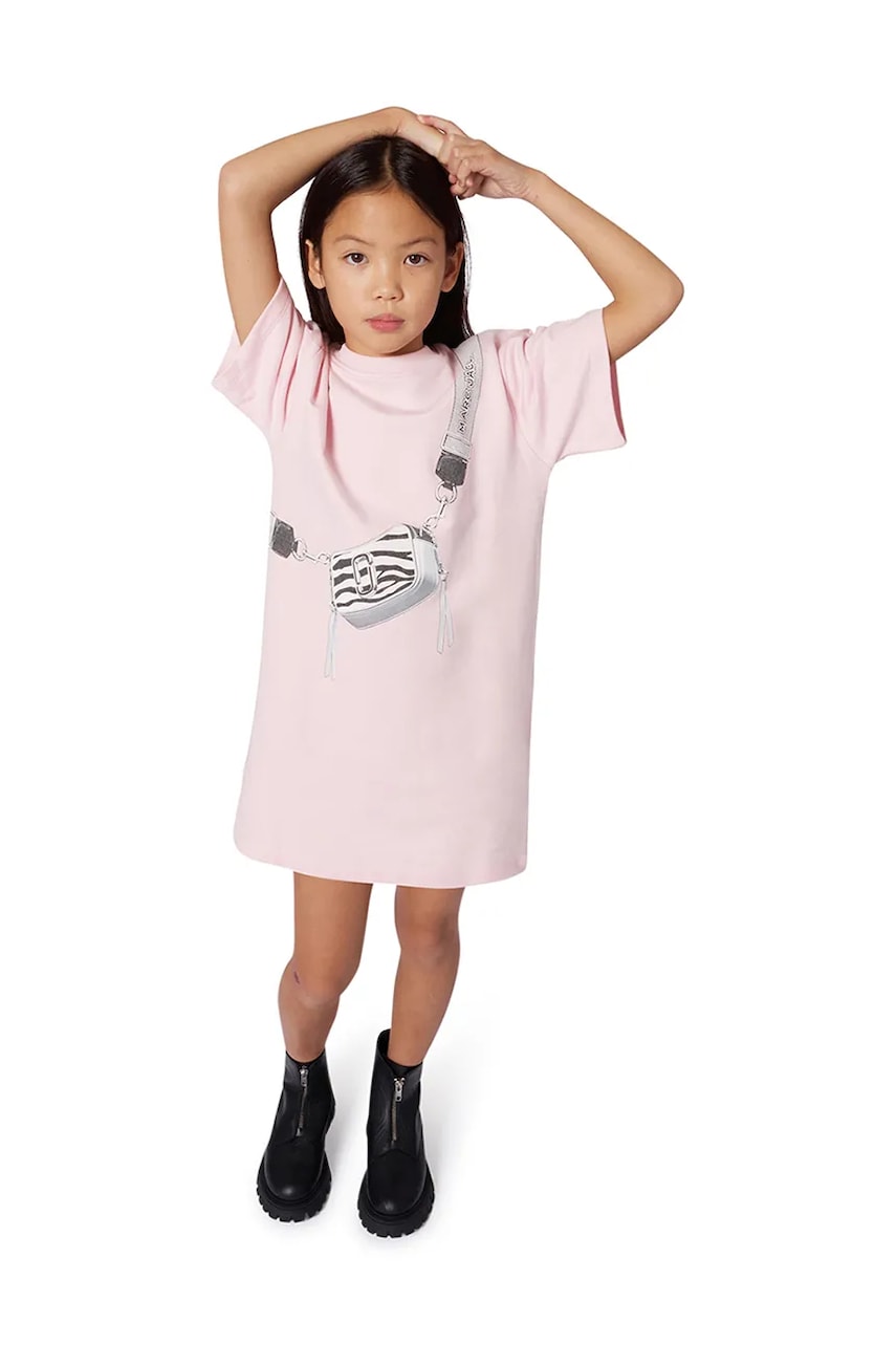 Levně Dětské bavlněné šaty Marc Jacobs růžová barva, mini, oversize, W60701