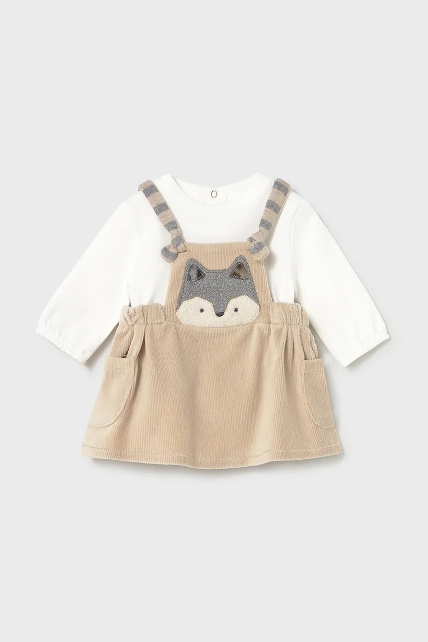 Mayoral Newborn rochie bebe culoarea bej, mini, evazați, 2802