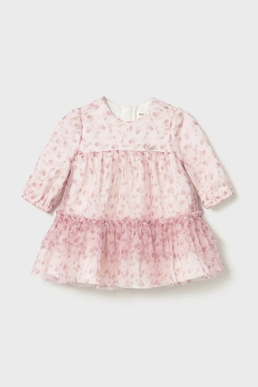 Levně Kojenecké šaty Mayoral Newborn růžová barva, mini, áčková, 2817