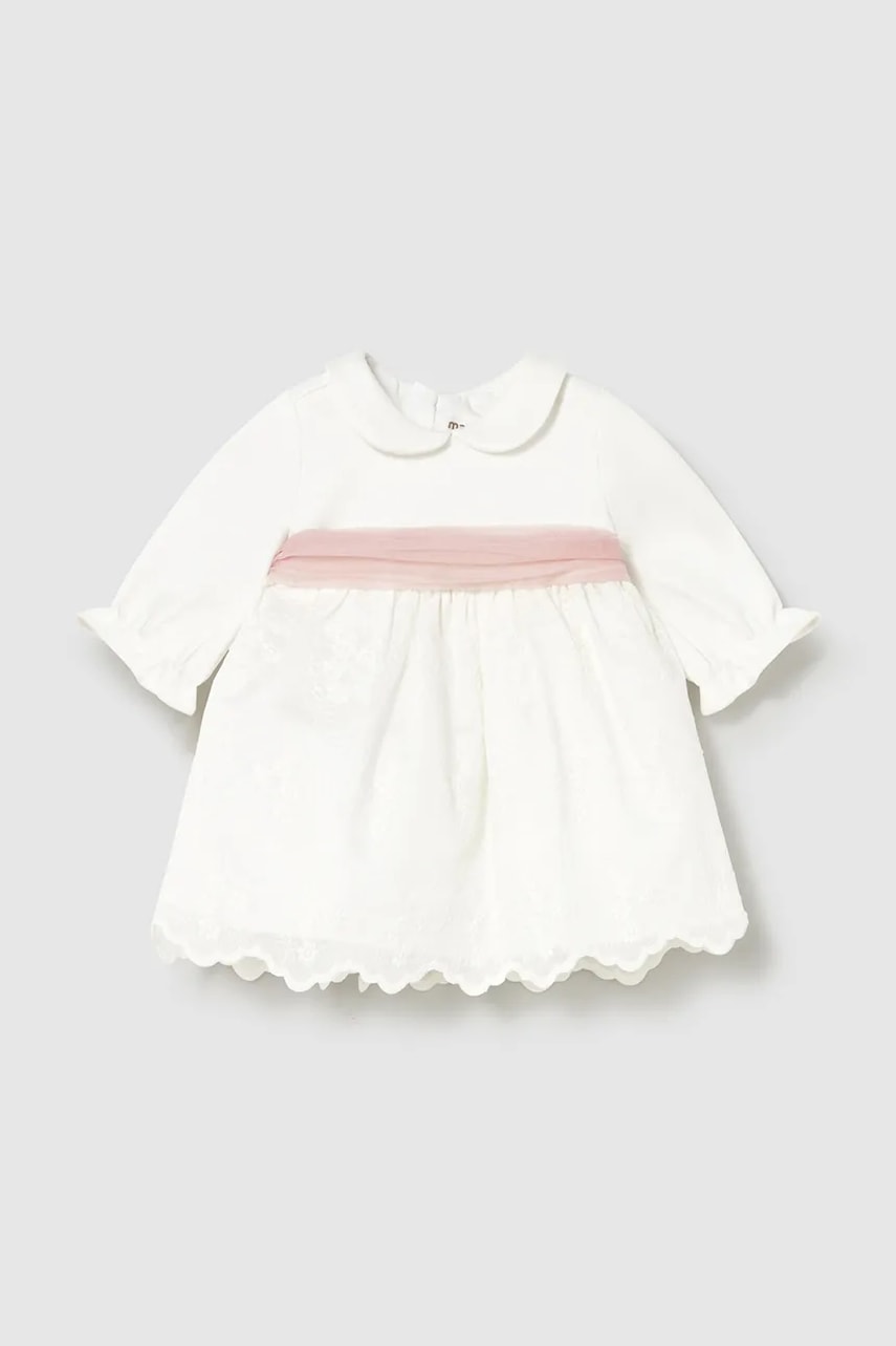 Mayoral Newborn rochie bebe culoarea bej, mini, evazati, 2818