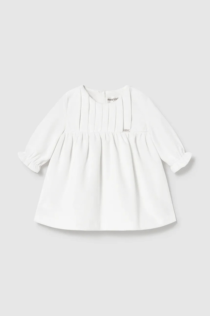 Mayoral Newborn rochie de catifea pentru bebeluși culoarea bej, mini, evazată