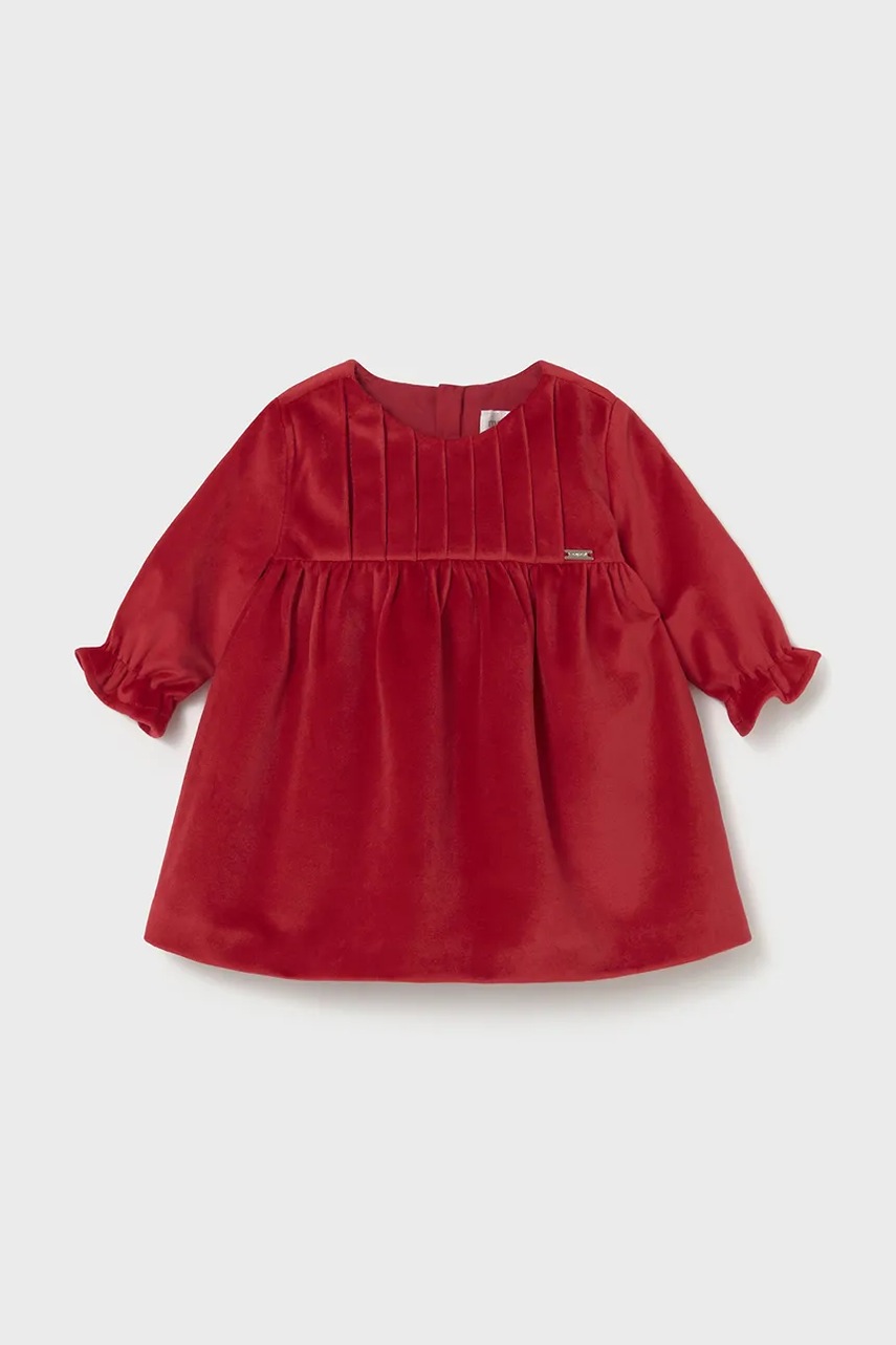 Mayoral Newborn rochie de catifea pentru bebeluși culoarea roșu, mini, evazată