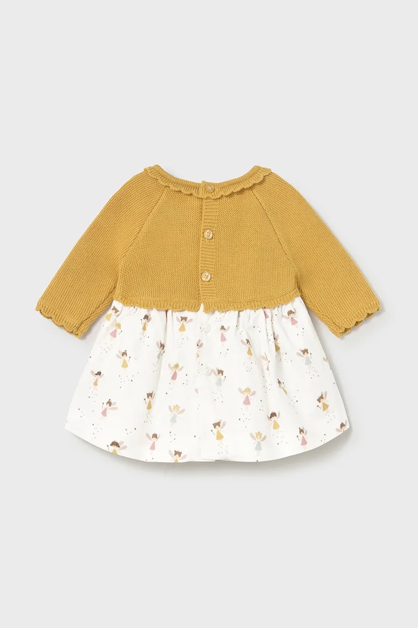 Детское хлопковое платье Mayoral Newborn цвет жёлтый mini расклешённое 2821