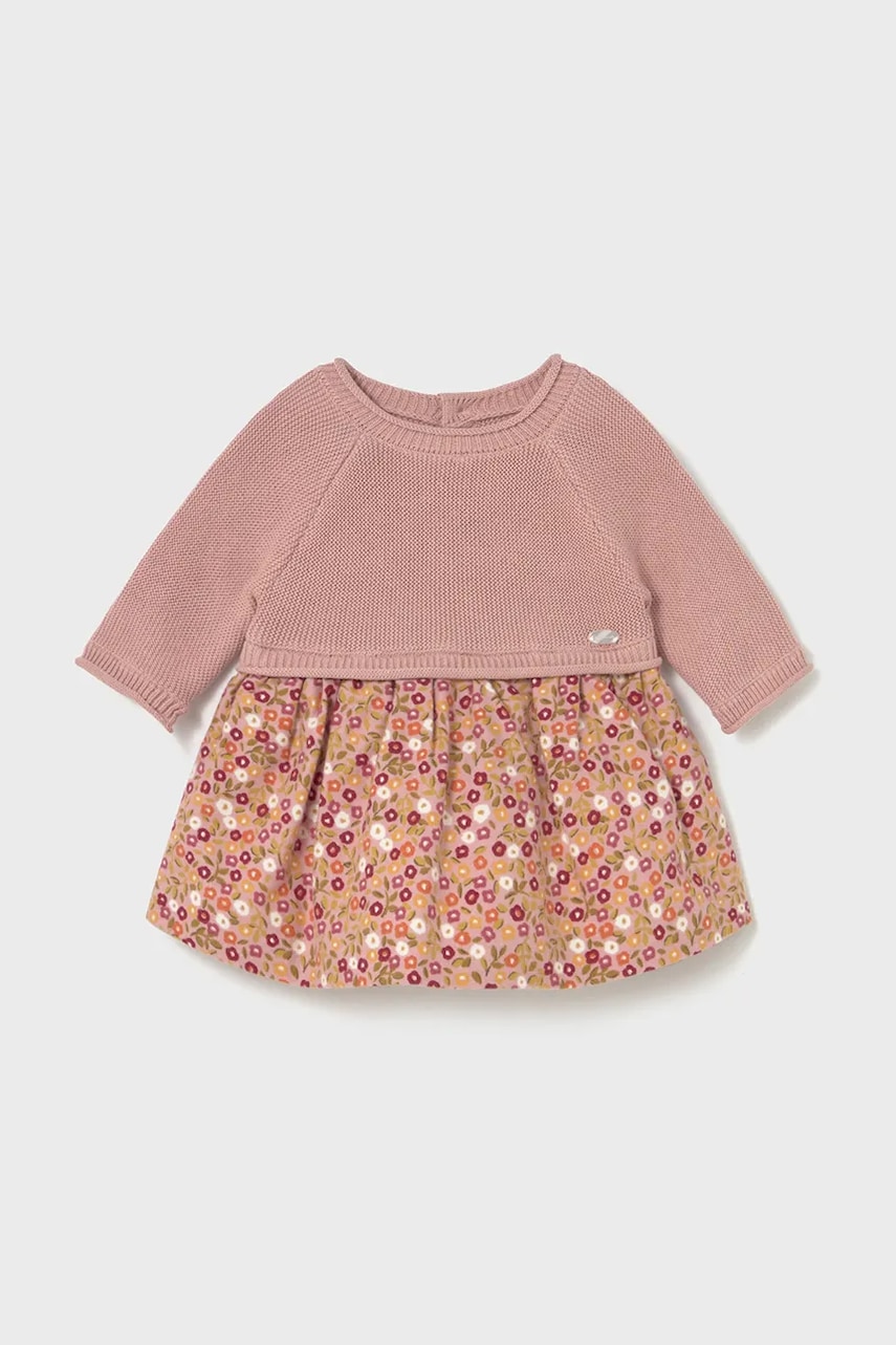 Mayoral Newborn rochie din bumbac pentru bebeluși culoarea roz, mini, evazați, 2821