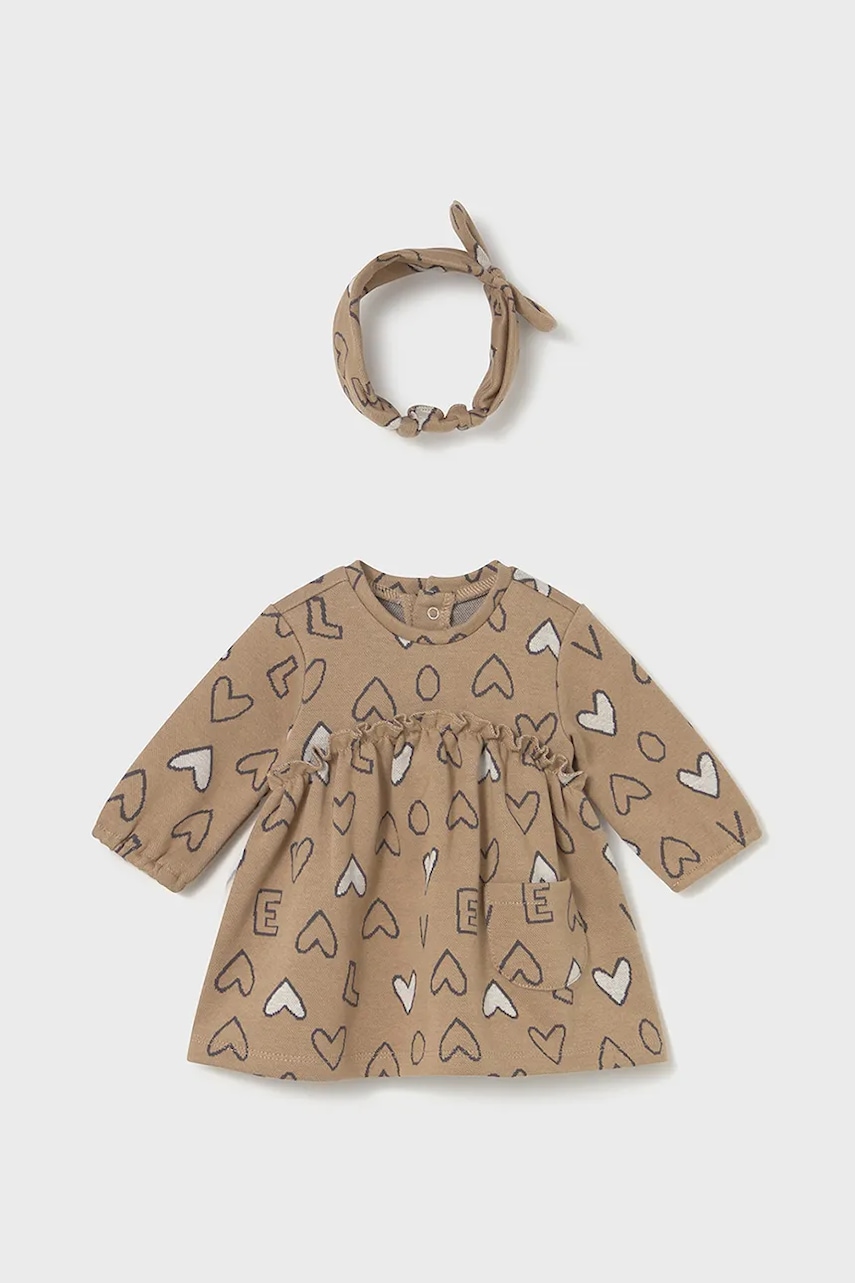 Mayoral Newborn rochie bebe culoarea maro, mini, evazati, 2825