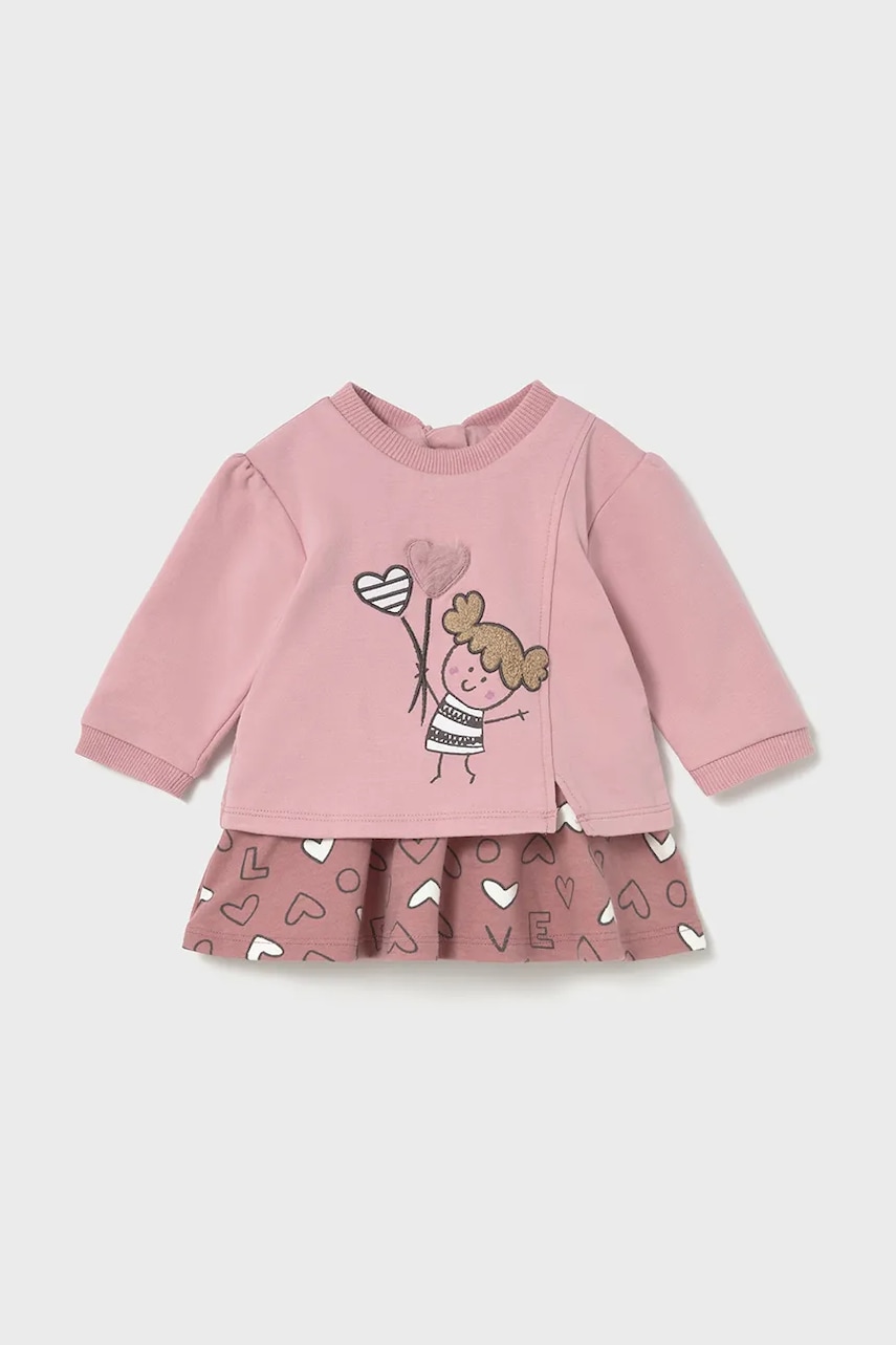 Mayoral Newborn rochie bebe culoarea roz, mini, evazați, 2833