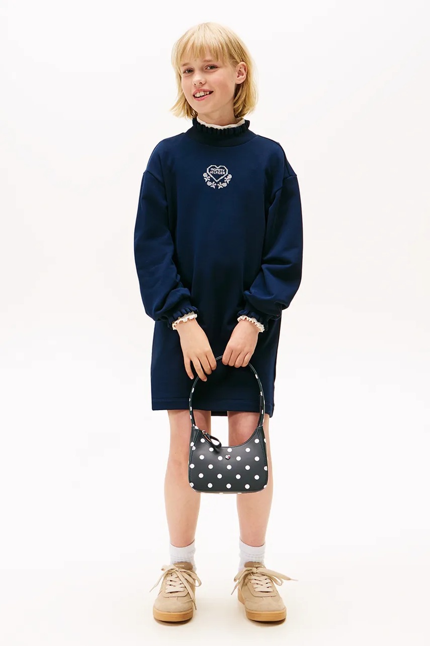 

Детска рокля Tommy Hilfiger в тъмносиньо къса със стандартна кройка KG0KG08795, Тъмносин