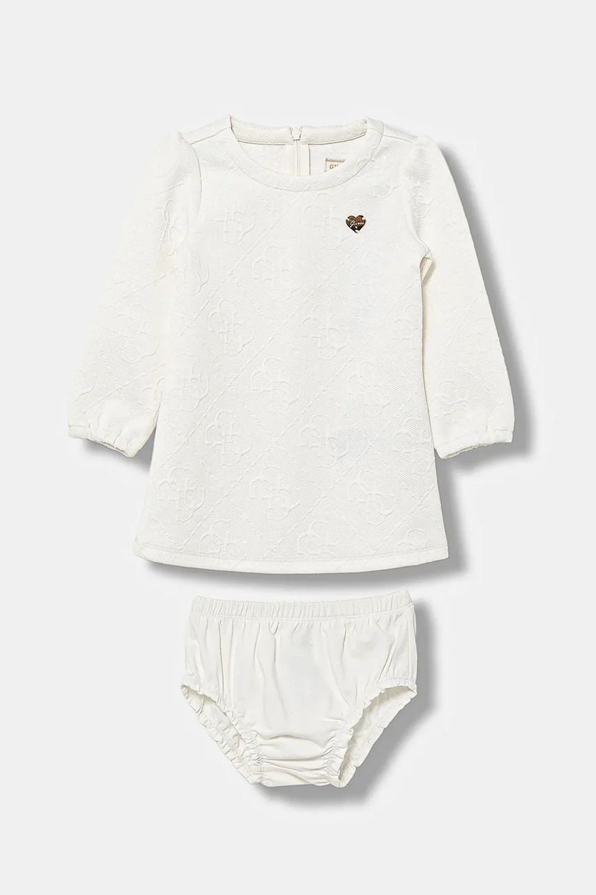 Levně Kojenecké šaty Guess béžová barva, mini, áčková, A5BK00 K0742