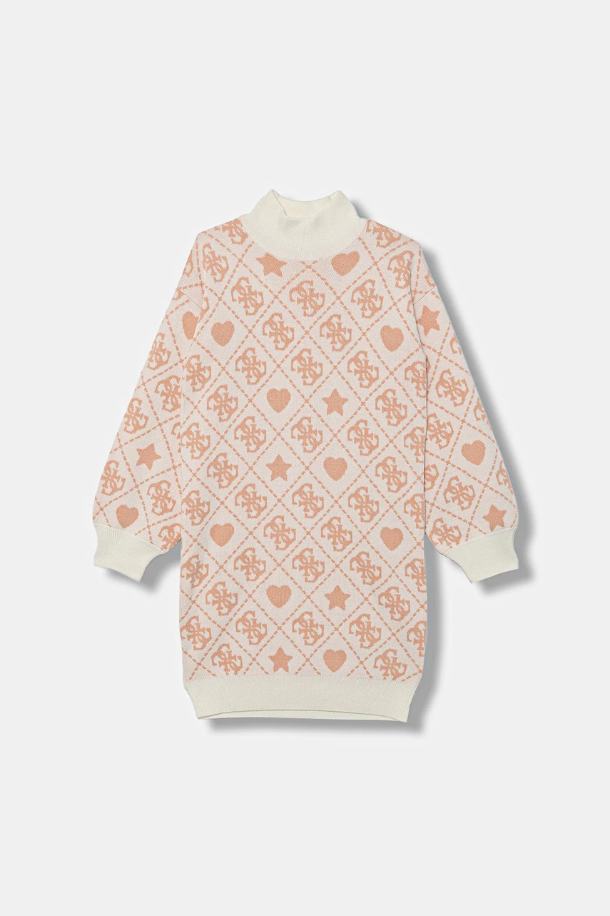 Levně Dětské šaty s příměsí vlny Guess oranžová barva, mini, J5BK03 Z3K10