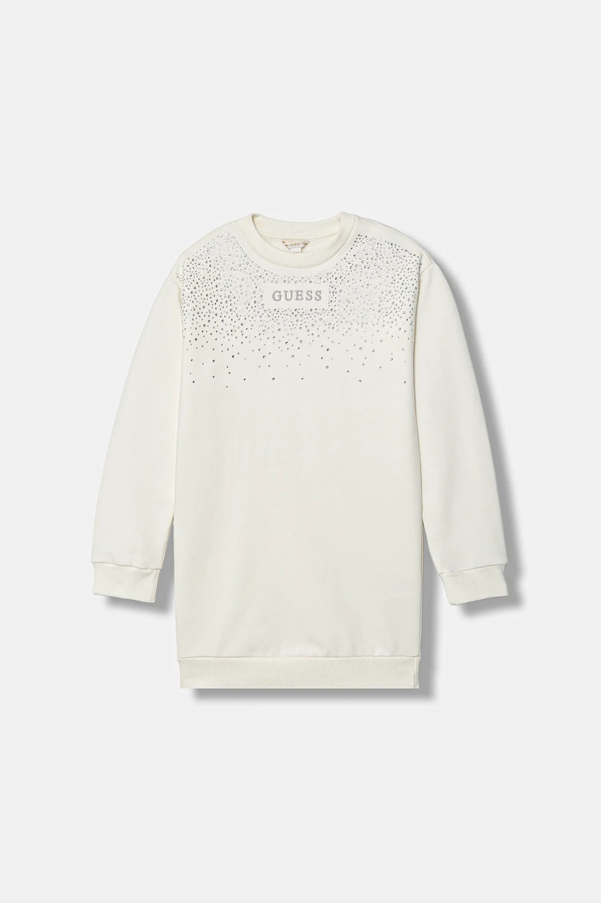 Levně Dětské bavlněné šaty Guess béžová barva, J5BK07 KAV34