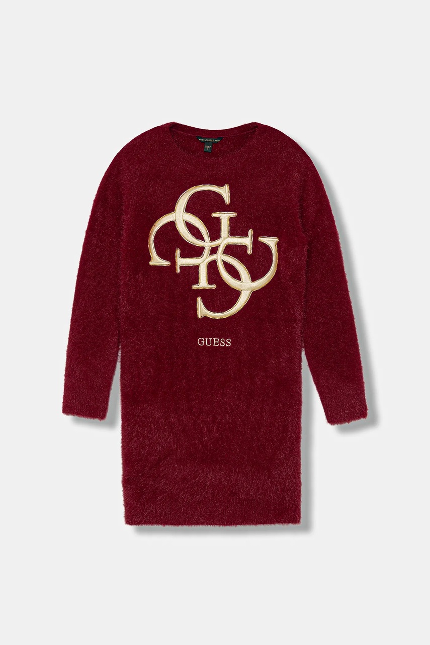 Levně Dívčí šaty Guess vínová barva, mini, J5BK08 Z0720