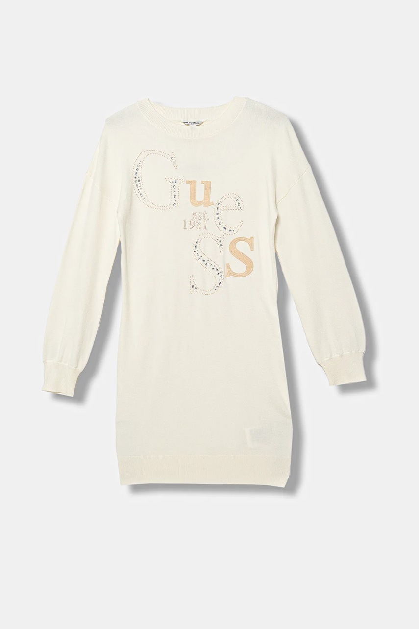 Levně Dívčí šaty Guess béžová barva, midi, J5BK20 Z2NQ2