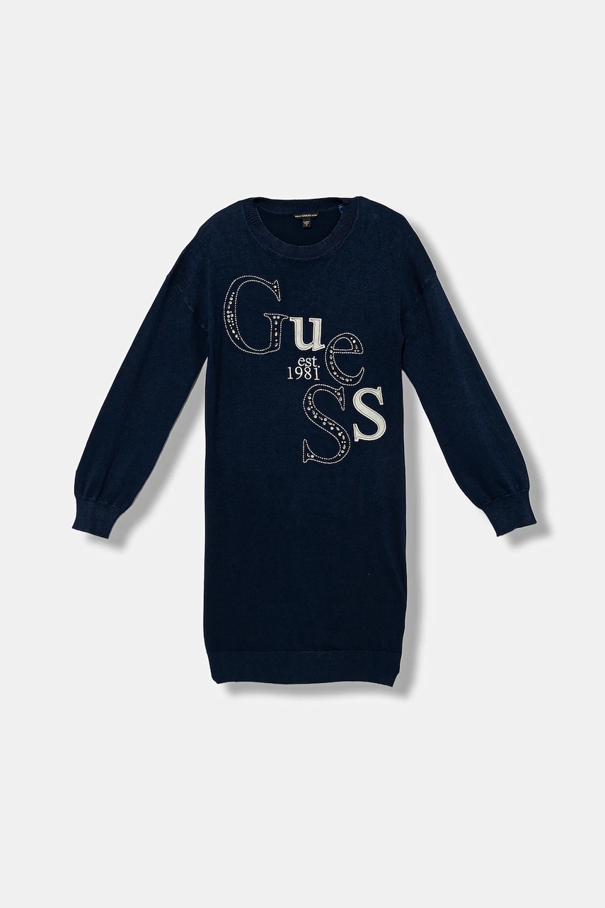 Levně Dívčí šaty Guess tmavomodrá barva, midi, J5BK20 Z2NQ2
