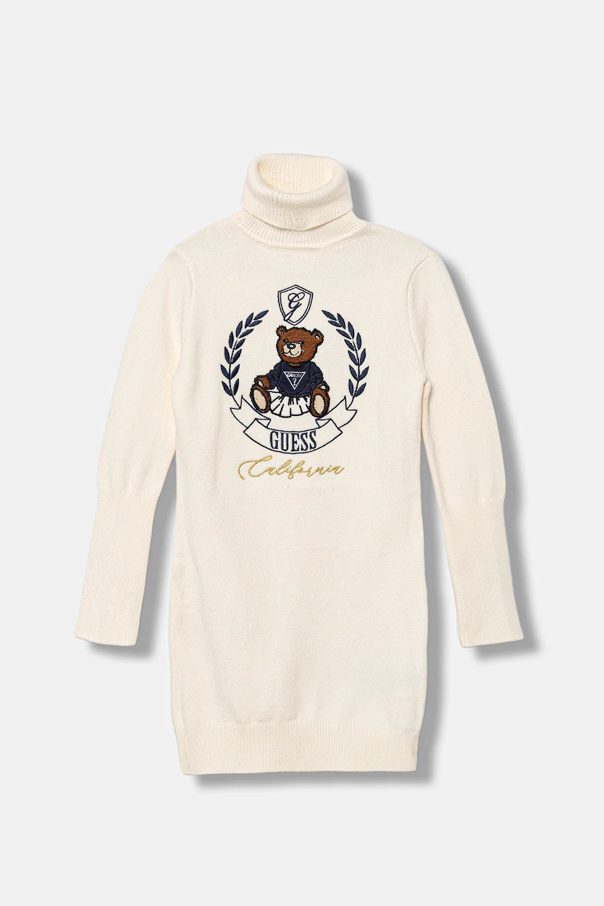 Levně Dívčí šaty Guess béžová barva, mini, přiléhavé, J5BK21 Z3GS0