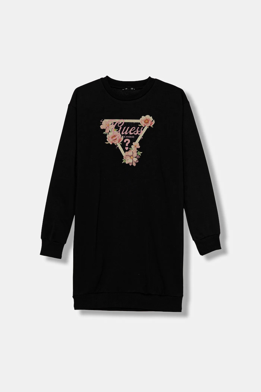 Levně Dívčí šaty Guess černá barva, midi, J5BK24 KCKF2