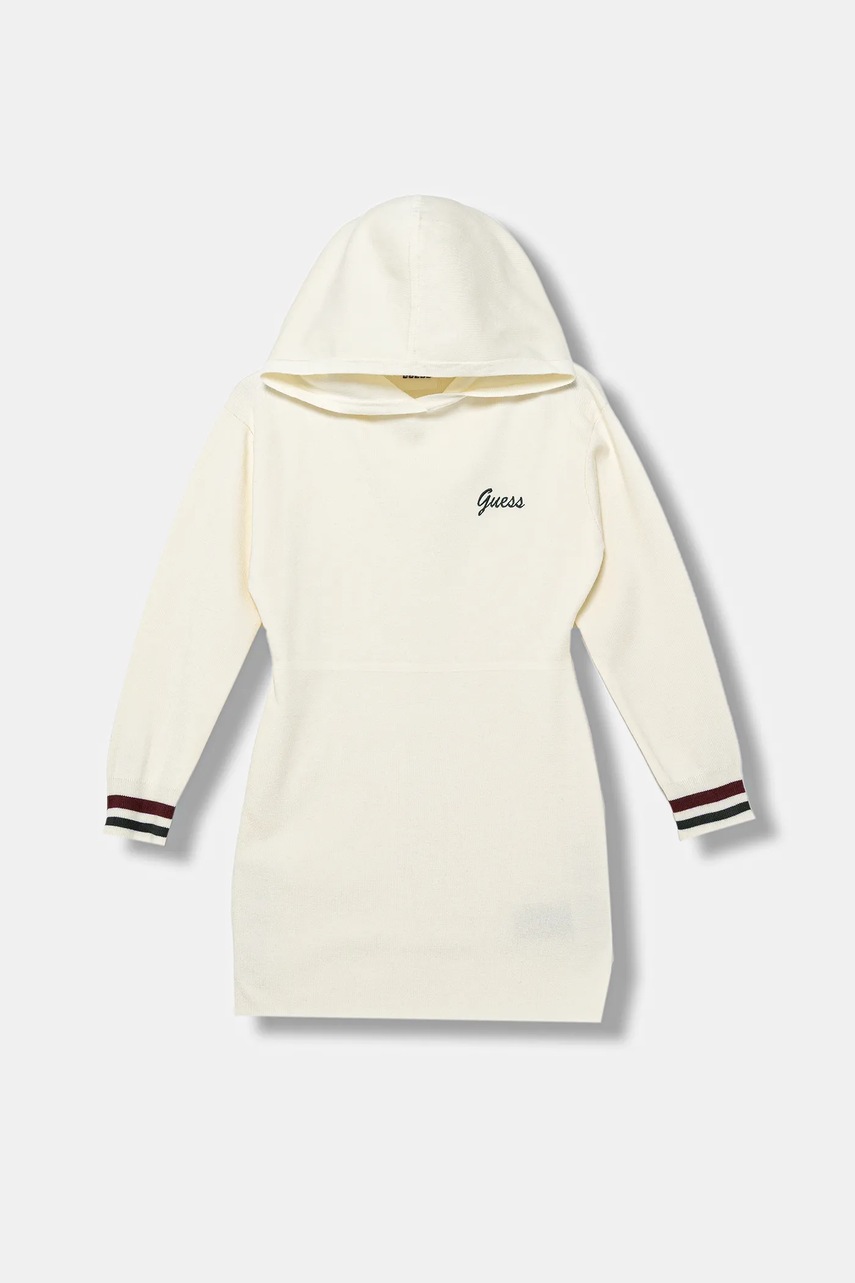 Levně Dětské šaty s příměsí vlny Guess béžová barva, mini, J5BK32 Z1152