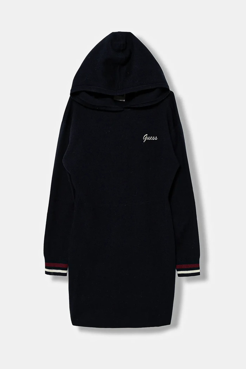 Levně Dětské šaty s příměsí vlny Guess tmavomodrá barva, mini, J5BK32 Z1152