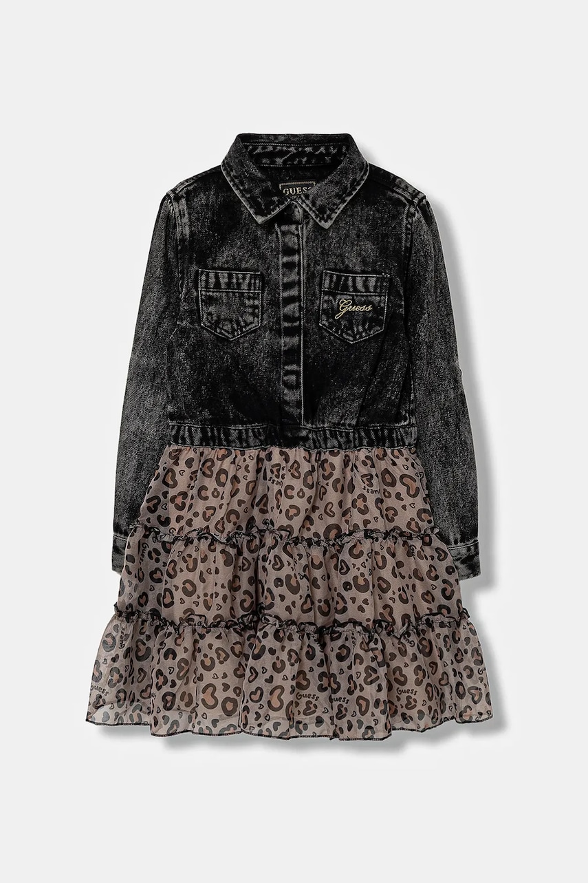 Levně Dívčí šaty Guess černá barva, mini, K5BK05 D4IC0