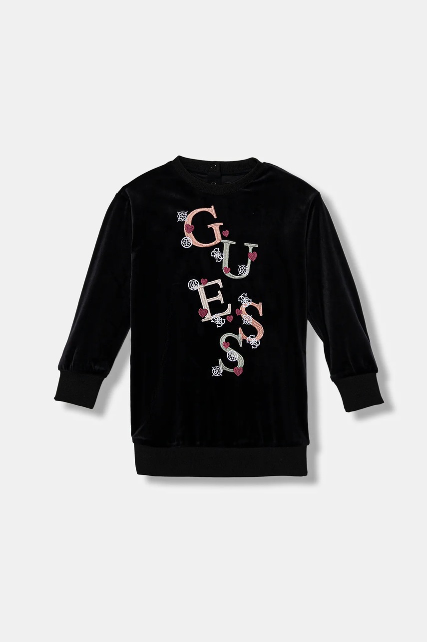 Levně Dívčí šaty Guess černá barva, mini, K5BK14 K0232