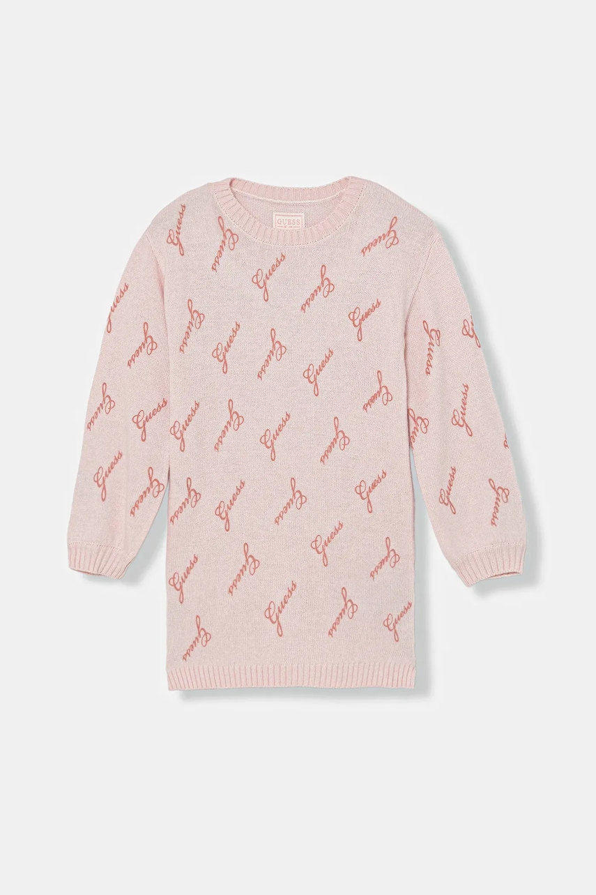 

Детска рокля с вълна Guess в розово къса със стандартна кройка K5BK15 Z0870, Розов