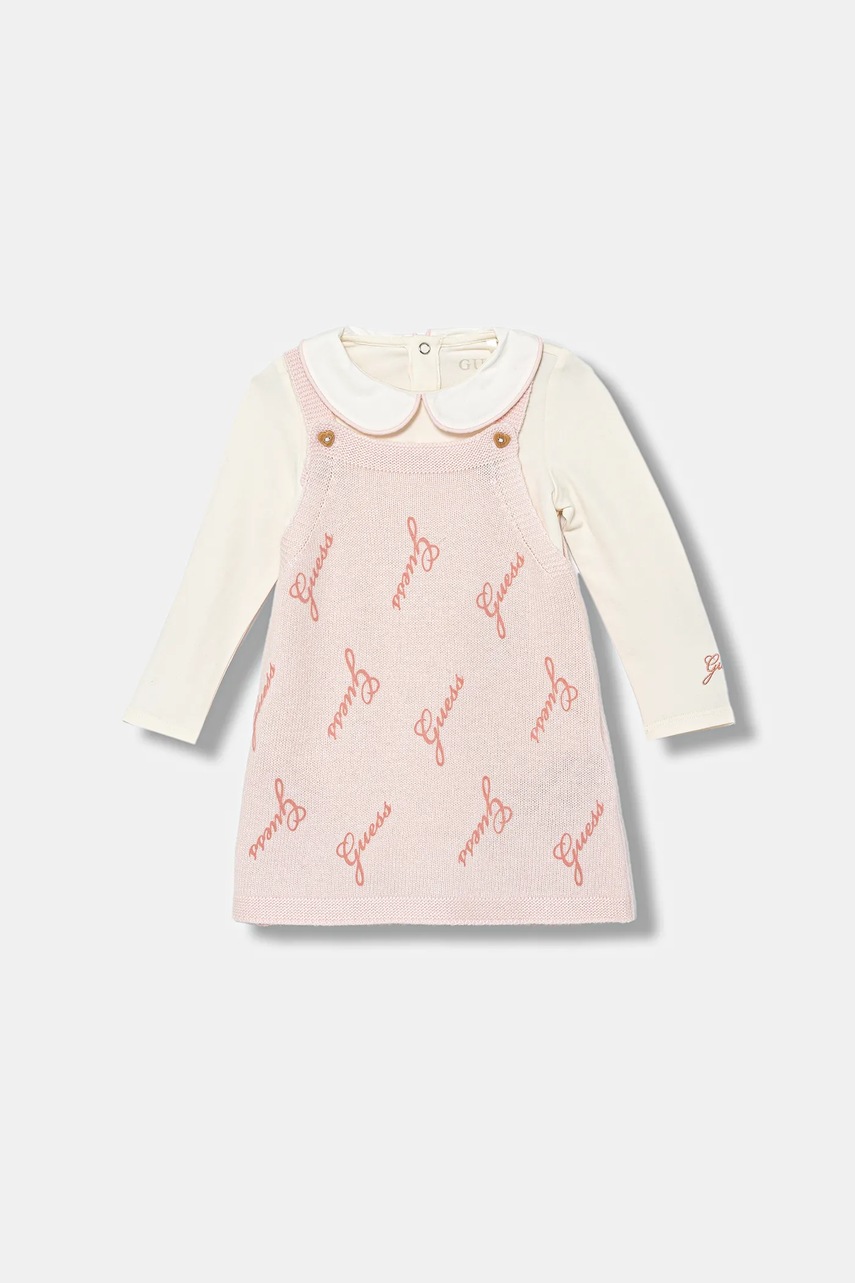 

Бебешка вълнена рокля Guess, Розов