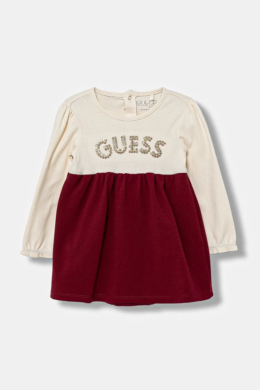 Levně Dětské bavlněné šaty Guess béžová barva, mini, S5BG12 KA6W4
