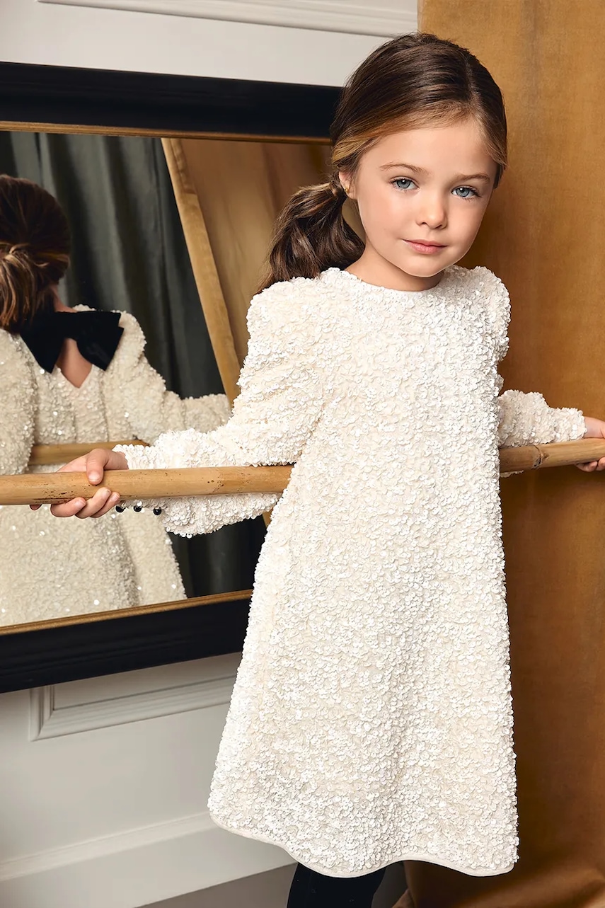 Abel&Lula rochie fete culoarea bej, mini, drept, 5525