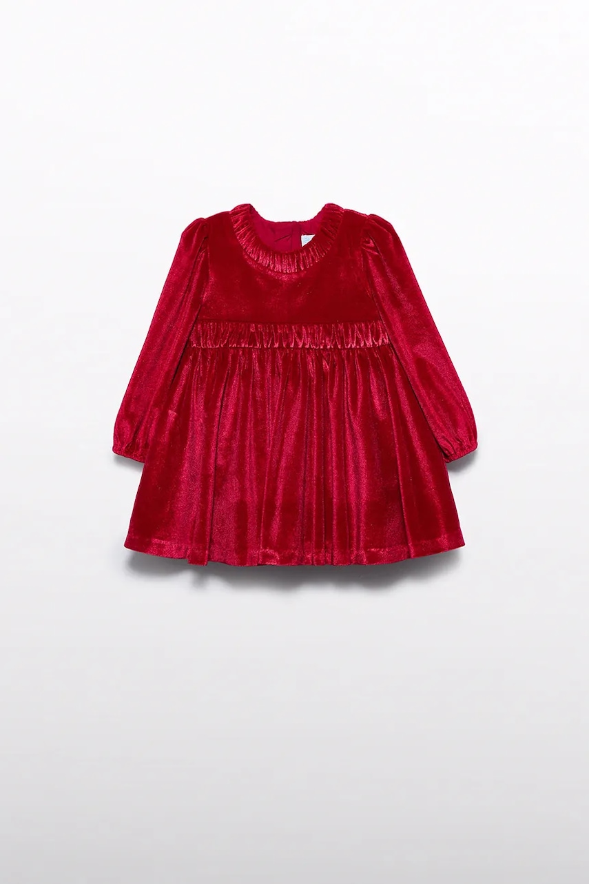 Abel&Lula rochie de catifea pentru bebeluși culoarea roșu, mini, evazați, 5508