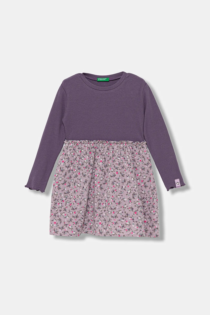 United Colors of Benetton rochie fete culoarea violet, mini, evazați, 434ZGV02I