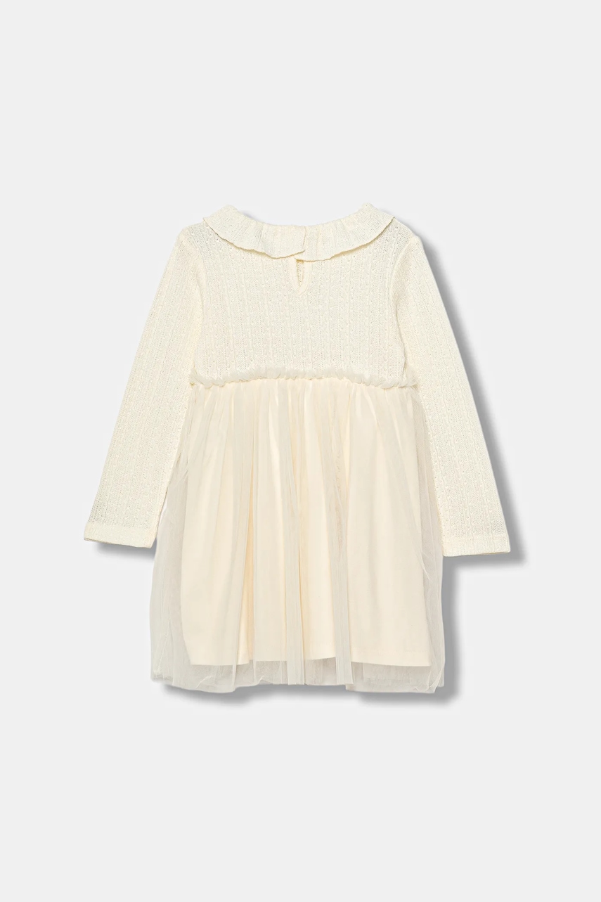Детское платье United Colors of Benetton цвет бежевый mini расклешённое 4JACGV02J Детское платье United Colors of Benetton цвет бежевый mini расклешённое 4JACGV02J