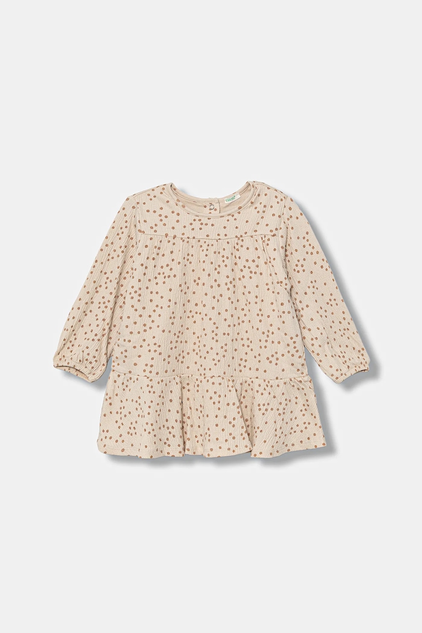 United Colors of Benetton rochie bebe culoarea bej, midi, evazați, 35CUAV00M United Colors of Benetton rochie bebe culoarea bej, midi, evazați, 35CUAV00M