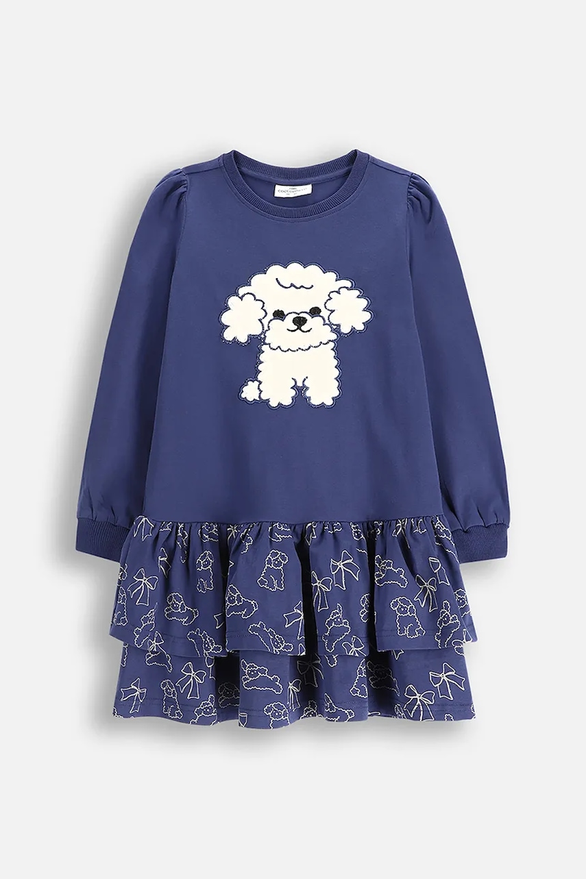 Coccodrillo rochie de bumbac pentru copii culoarea bleumarin, mini, evazați, FROSTING PUDDLE GIRL KIDS