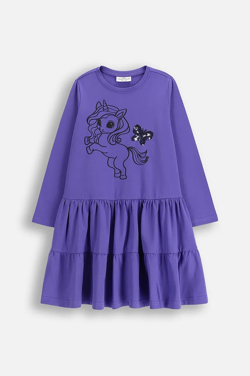 Coccodrillo rochie de bumbac pentru copii culoarea violet, mini, evazați, RAVE GIRL KIDS