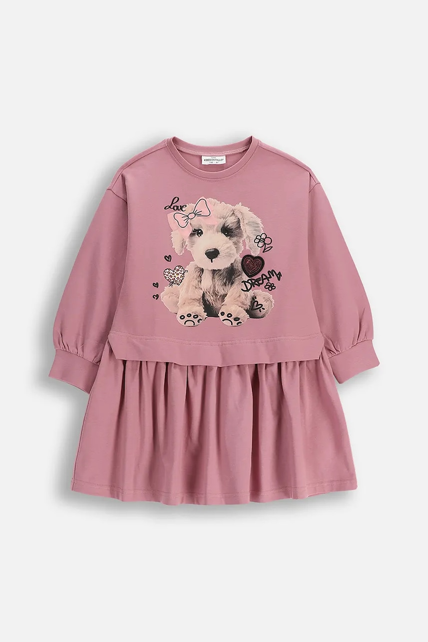 Coccodrillo rochie fete culoarea roz, mini, evazați, CRAFT PUNK GIRL KIDS