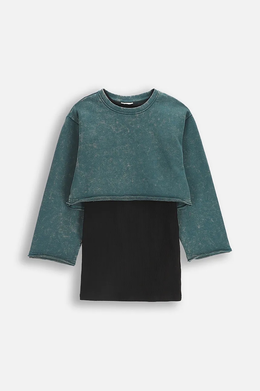 Coccodrillo rochie fete culoarea verde, mini, drept, FABOLOUS GIRL JUNIOR