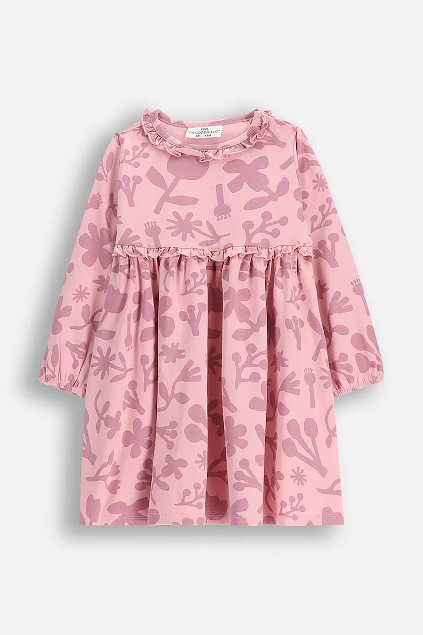 Coccodrillo rochie din bumbac pentru bebeluși culoarea roz, mini, evazați, TEDDY BEAR GIRL NEWBORN
