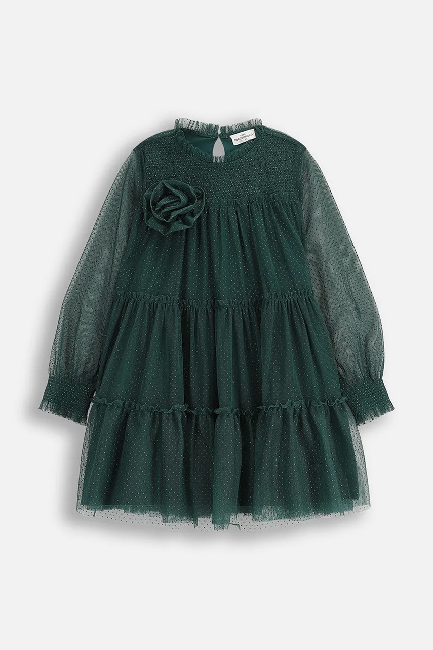 Детское платье Coccodrillo цвет зелёный mini расклешённое ELEGANT JUNIOR GIRL