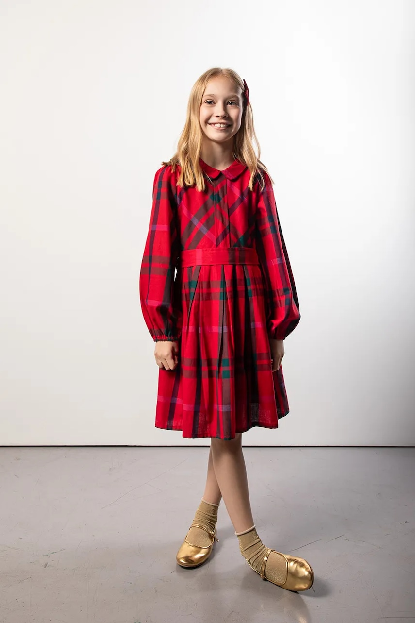 Coccodrillo rochie din bumbac pentru copii culoarea roșu, mini, evazați, ELEGANT JUNIOR GIRL