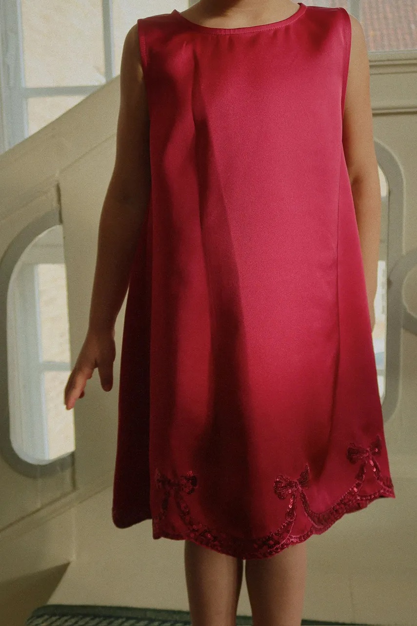 Konges Sløjd rochie fete BOWIE DRESS culoarea bordo, mini, evazați, KS104241
