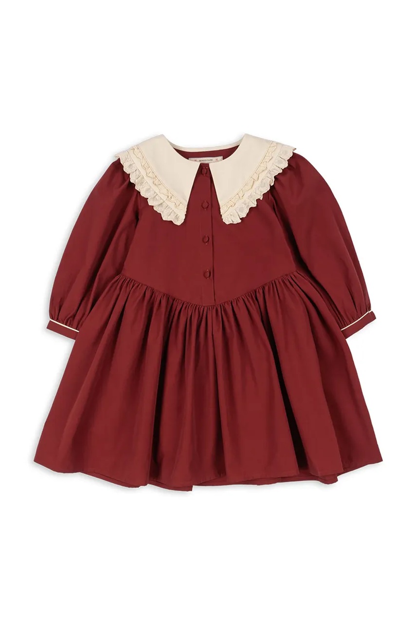 Дитяча бавовняна сукня Konges Sløjd COEUR COLLAR DRESS GOTS колір червоний mini розкльошена KS104266
