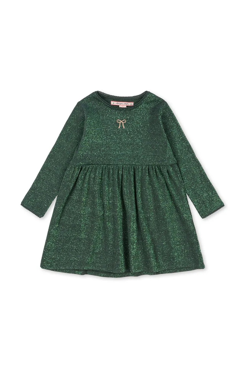 Konges Sløjd rochie fete ROLI DRESS culoarea verde, mini, evazati, KS104415