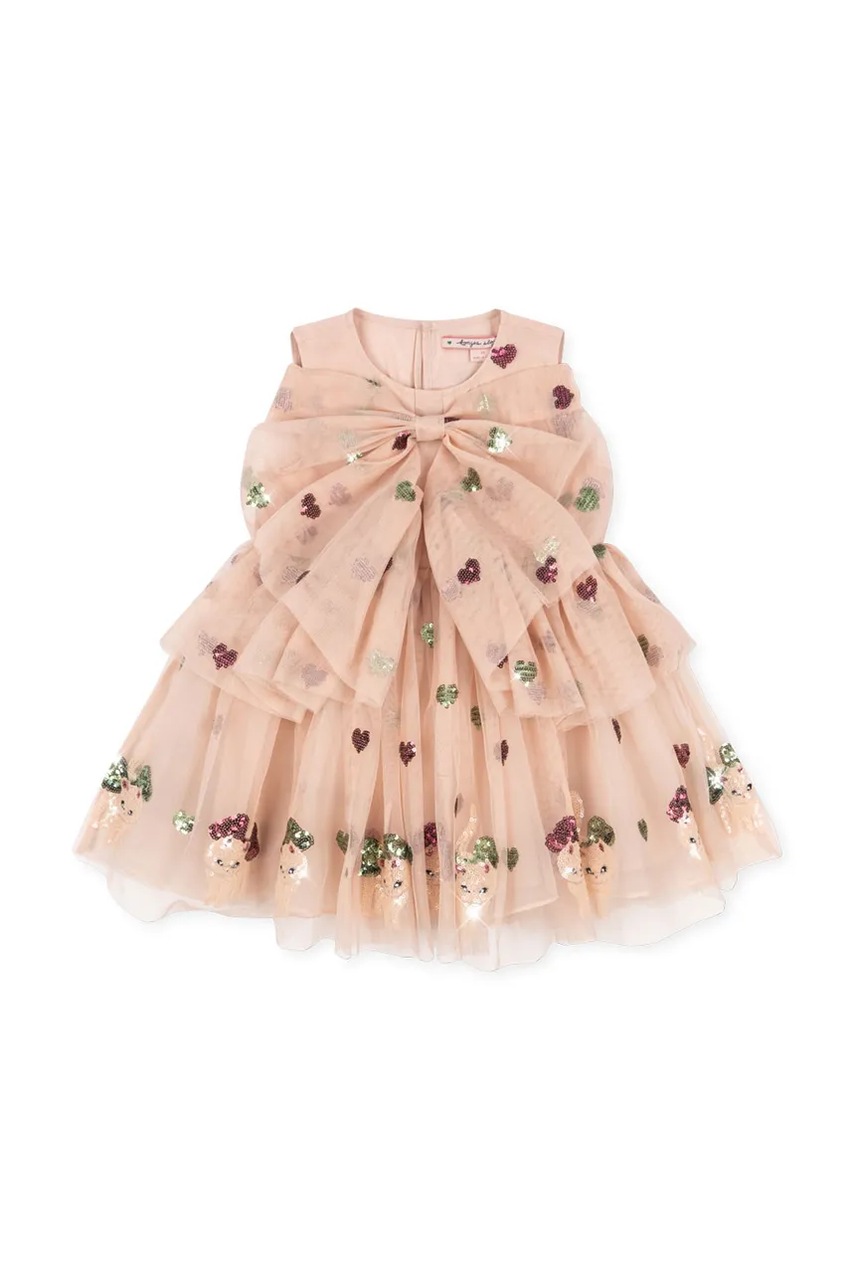 Детское платье Konges Sløjd YVONNE BOW DRESS цвет бежевый mini расклешённое KS105170