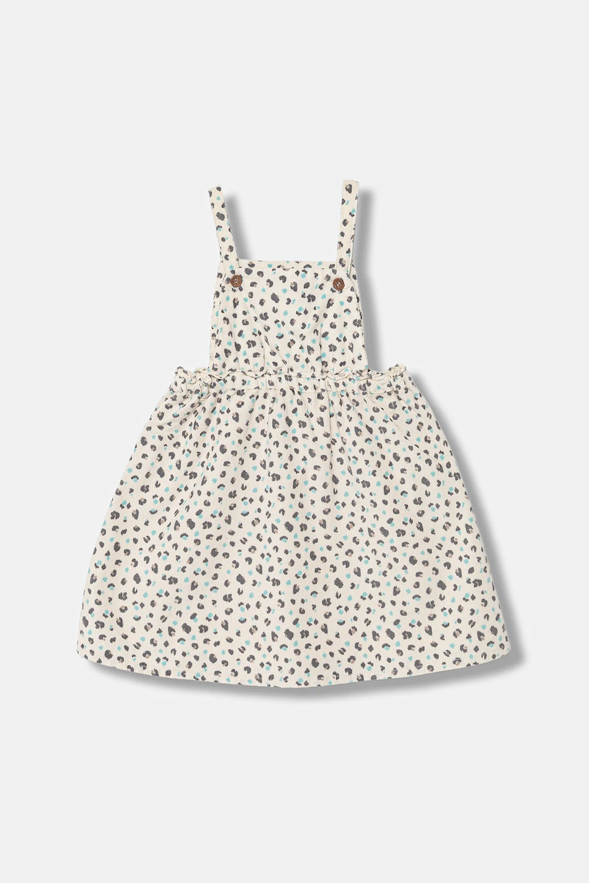 United Colors of Benetton rochie din bumbac pentru copii culoarea bej, midi, evazați, 4JBTGT00O