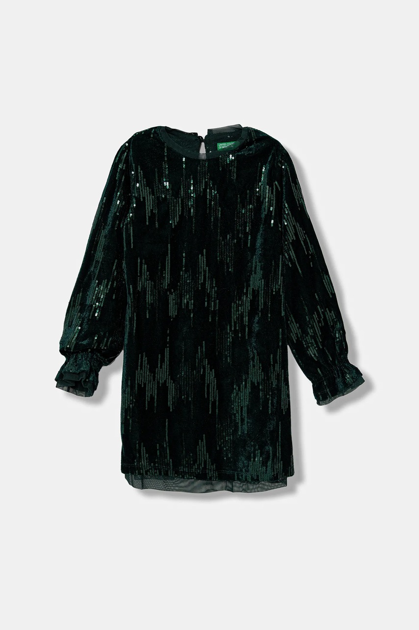 United Colors of Benetton rochie fete culoarea verde, mini, evazati, 4OZGCV03P