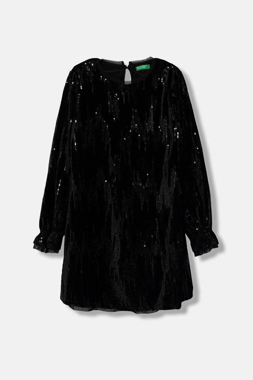 United Colors of Benetton rochie fete culoarea negru, mini, evazati, 4OZGCV03P