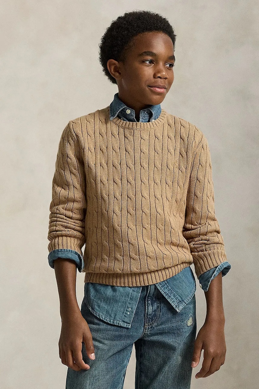 Levně Bavlněný svetr Polo Ralph Lauren hnědá barva, 323702674082