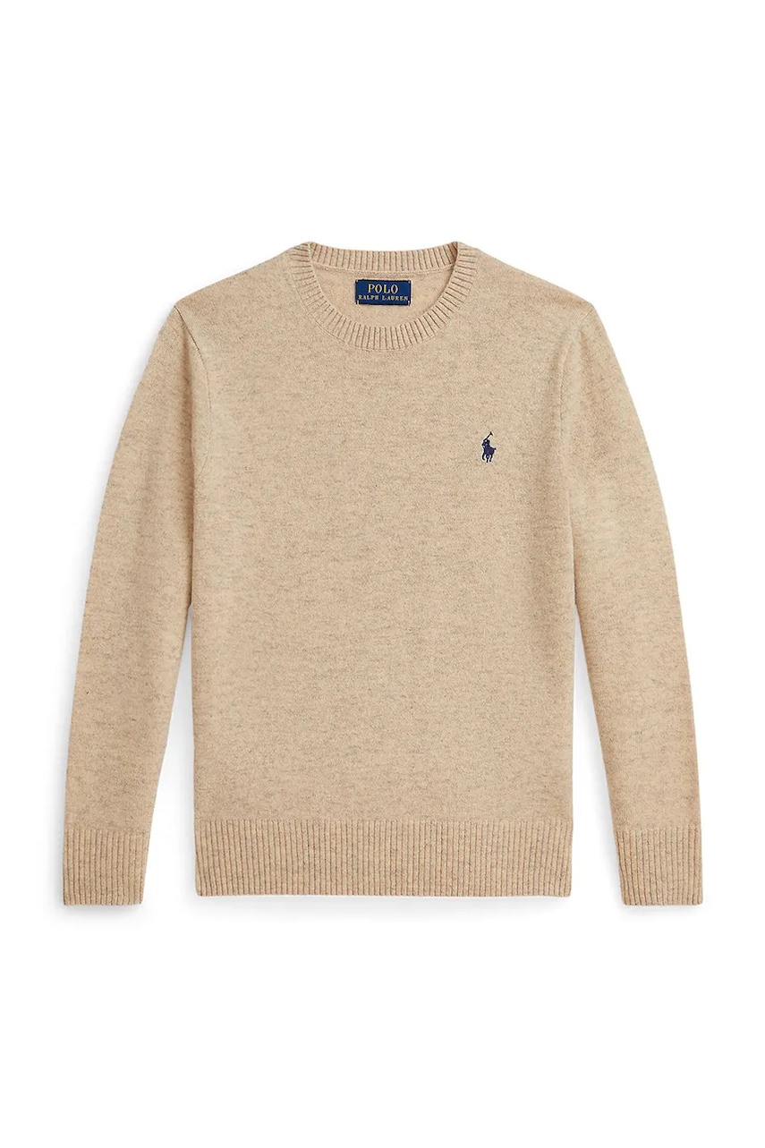 Levně Dětský vlněný svetr Polo Ralph Lauren béžová barva, 323951349008