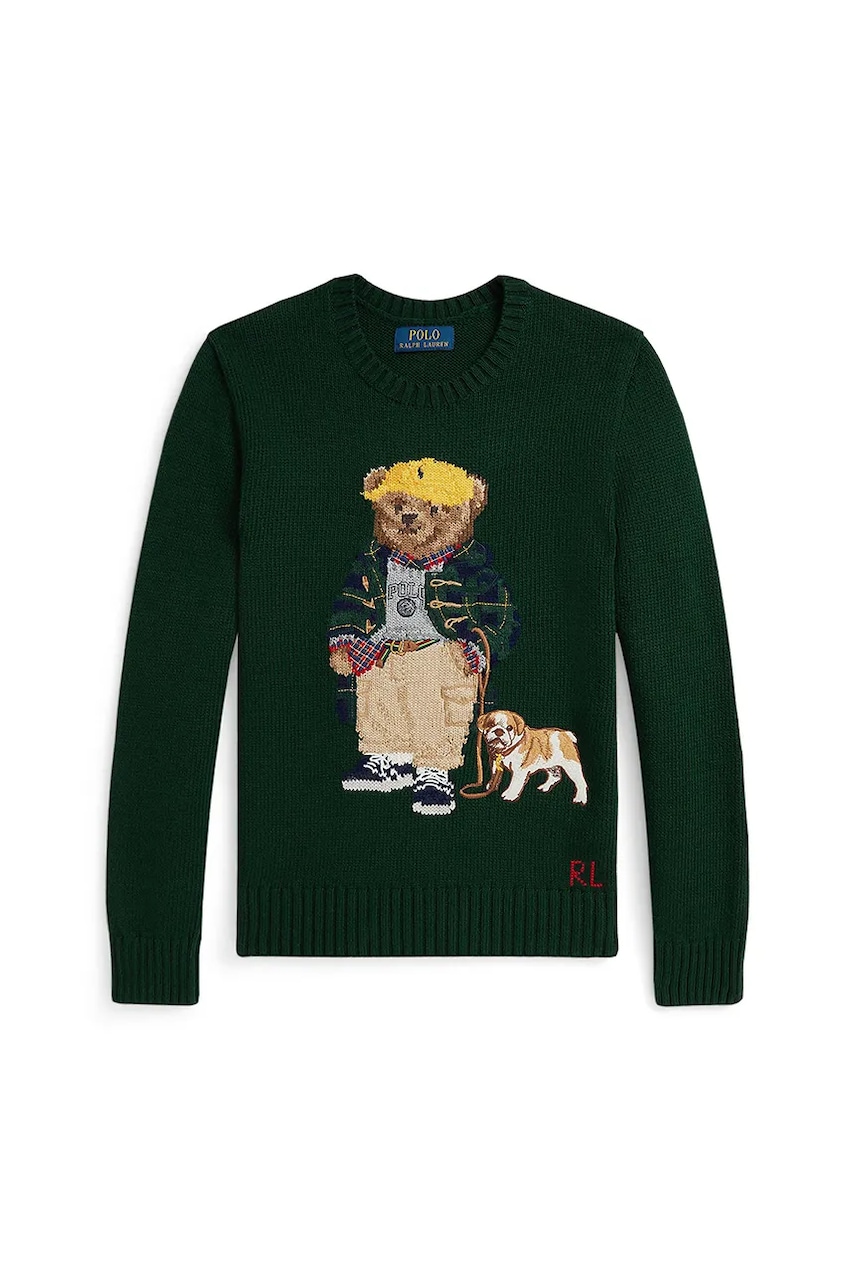 Детский хлопковый свитер Polo Ralph Lauren цвет зелёный 323978393001 Детский хлопковый свитер Polo Ralph Lauren цвет зелёный 323978393001